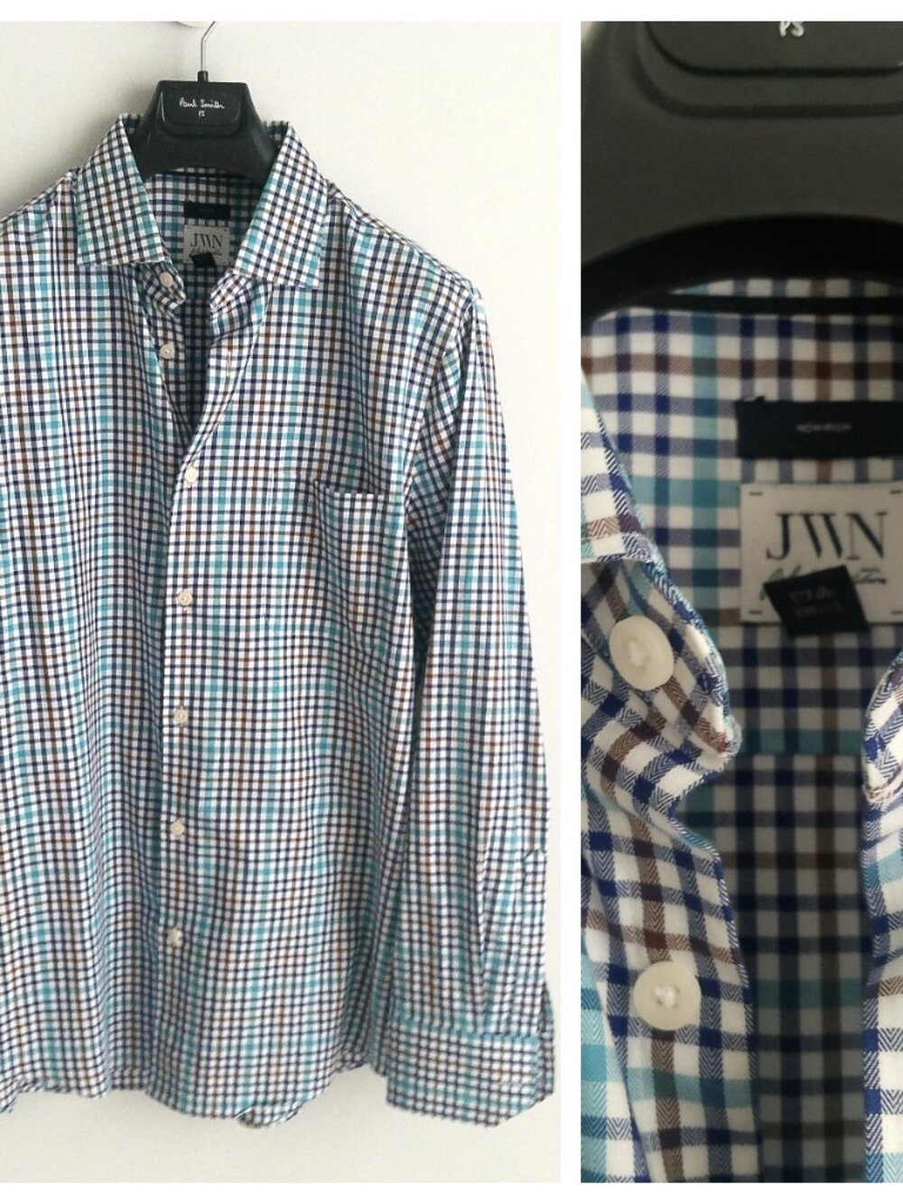 JWN JOHN W NORDSTROM NON-IRON MEN'S CHECK SHIRT